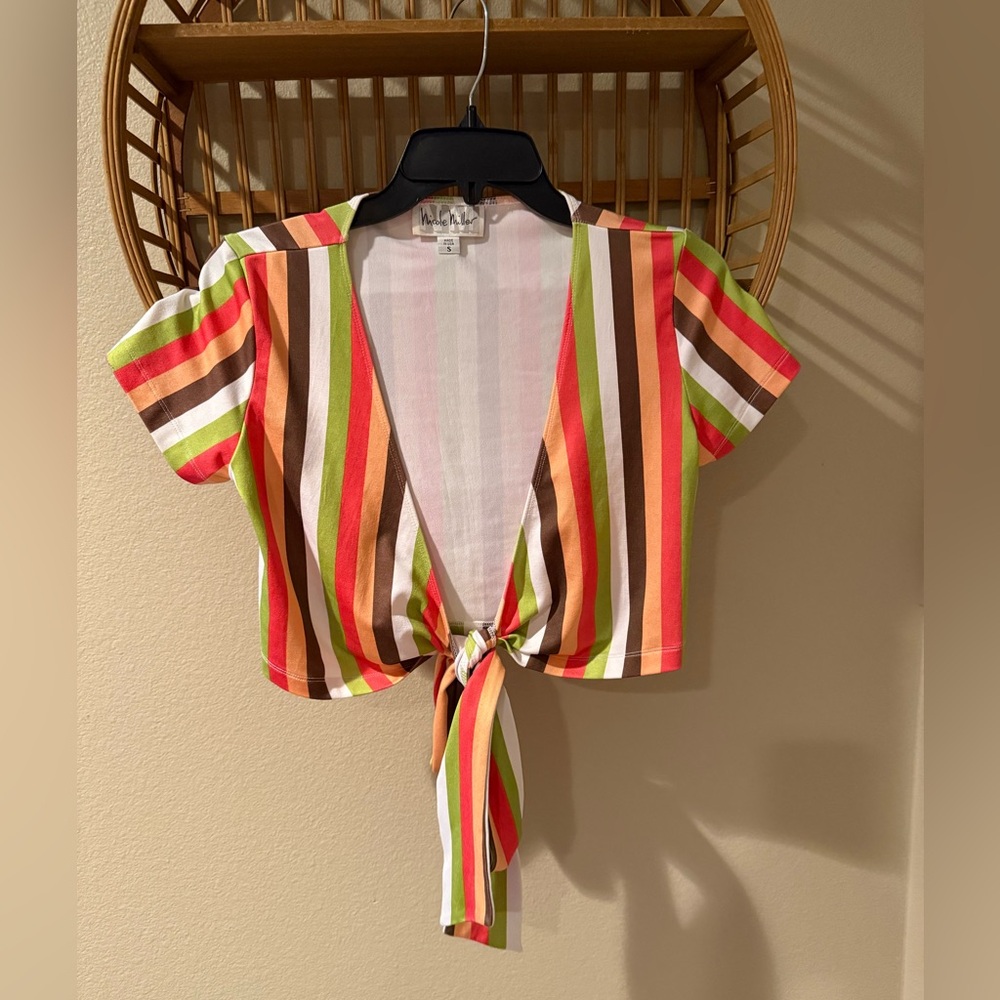 VINTAGE Authentic Striped Wrap Crop Top